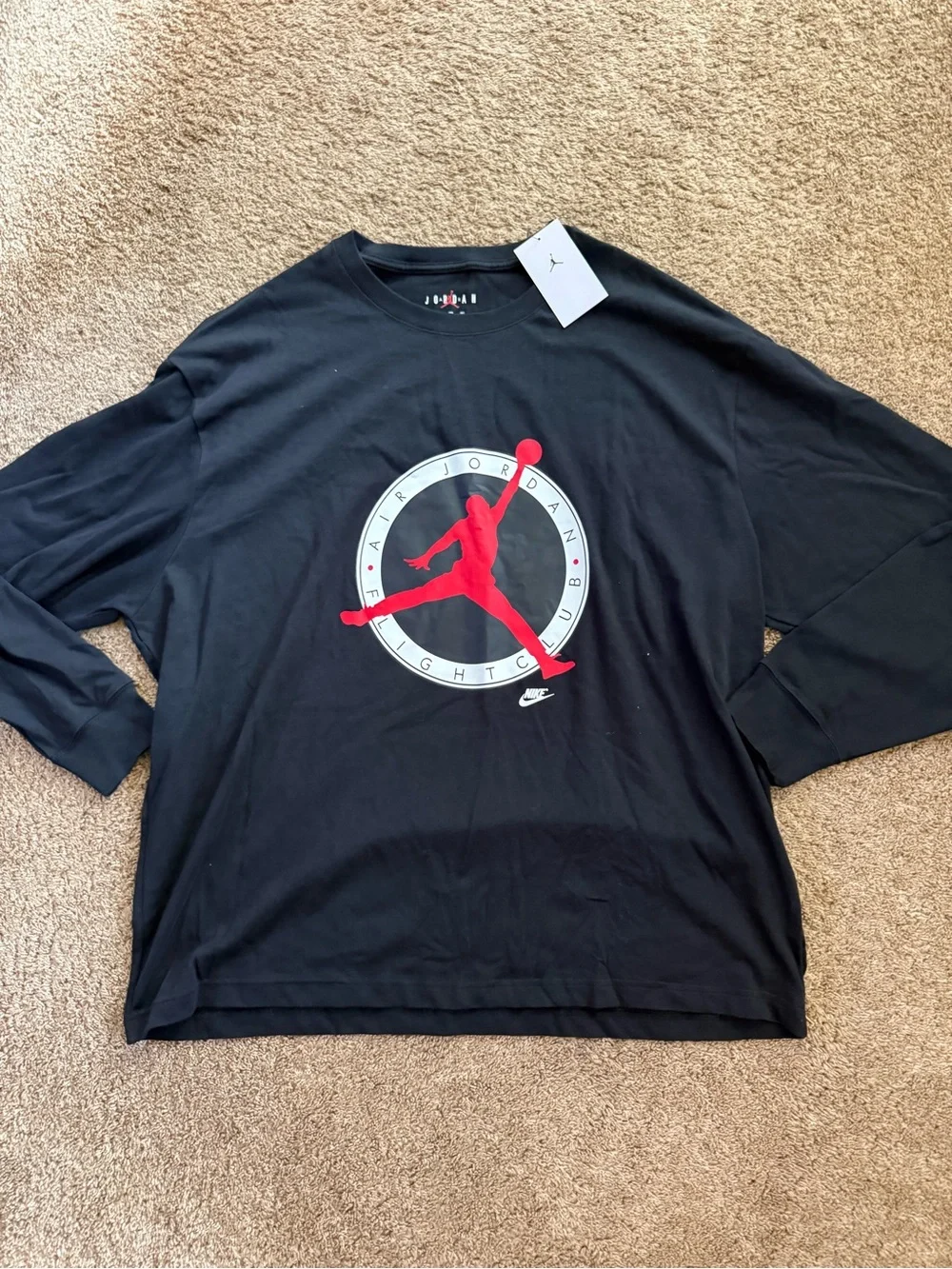 Jordan Black Crewneck Shirt with Red Jumpman Graphic
